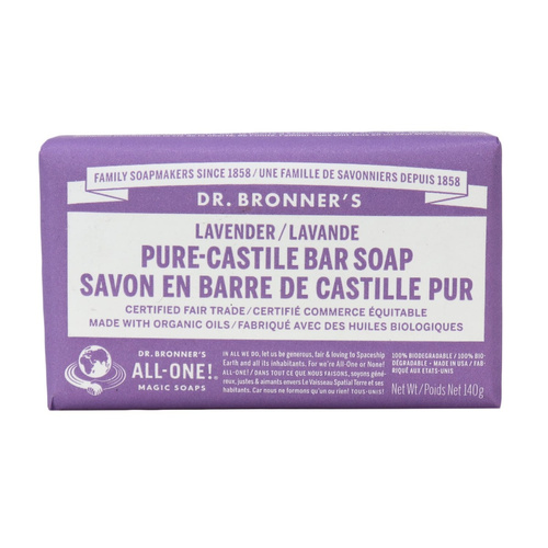 Dr Bronner's Castile Soap Bar Lavender 140g       