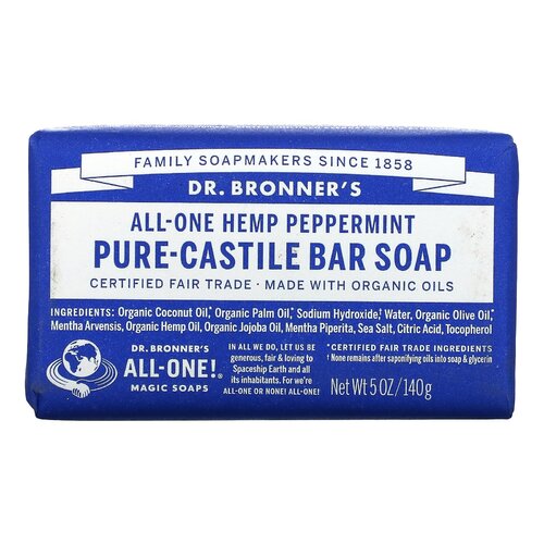 Dr Bronner's Castile Soap Bar Peppermint 140g      