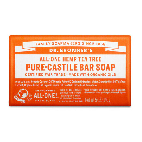 Dr Bronner's Castile Soap Bar Tea Tree 140g          