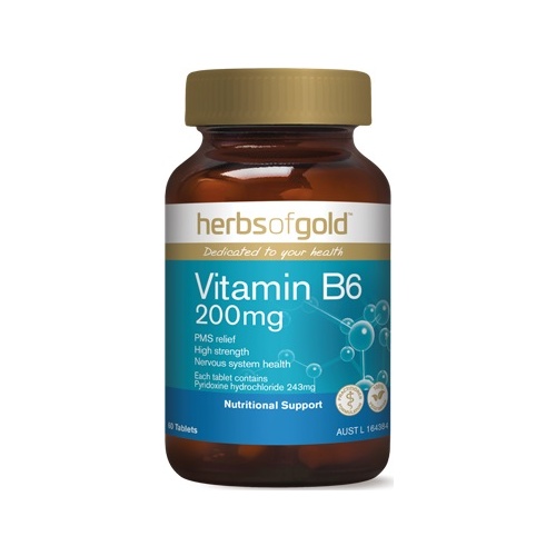 Herbs of Gold Vitamin B6 200mg 60 Tablets 