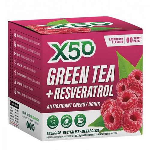 X50 Green Tea + Resveratrol Raspberry 60 serves